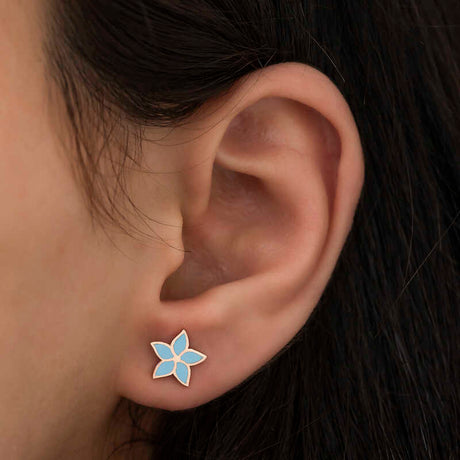 Rose Gold Plated Sterling Silver Petunia Flower Stud Earrings