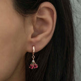 Orecchini a goccia - Charm ciliegia placcato oro rosa con zirconia rossa e verde