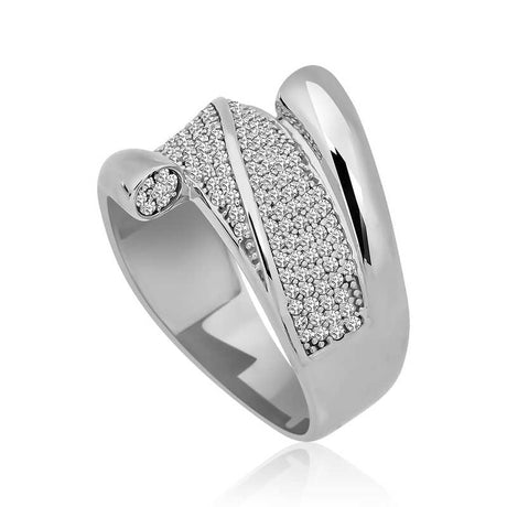 Ring - Sterling Silver Zircon Pave Statement Wrap Design
