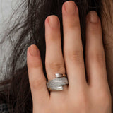 Ring - Sterling Silver Zircon Pave Statement Wrap Design