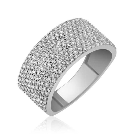Ring - Sterling Silver Multi-Row Pave Statement Band