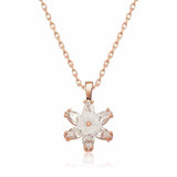 Necklace - Rose Gold Plated Clear & White Stone Lotus Pendant