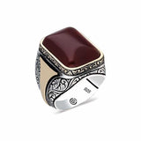 Handcrafted Sterling Silver Agate Men's Statement Ring