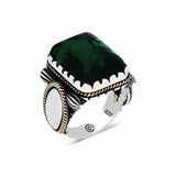 Premium Sterling Silver Green Zircon Men's Ring