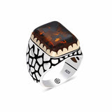 Premium Sterling Silver Brown Zircon Square Men's Ring