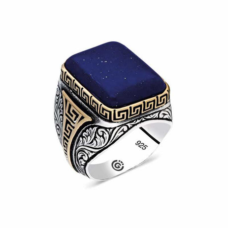 Premium Sterling Silver Men's Lapis Lazuli Ring