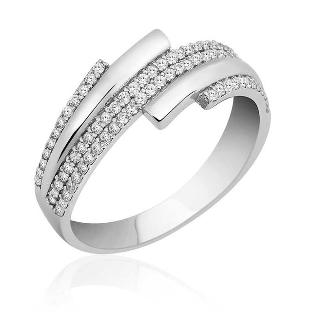 Ring - Sterling Silver Zircon Pave Multi-Row Statement Ring