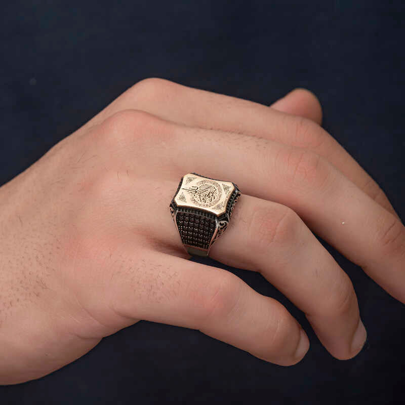 Premium Silver Mens Ring with Ayatul Kursi Inscription