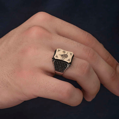 Premium Sterling Silver Ottoman Tughra Mens Ring