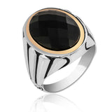 Men's Sterling Silver Black Zircon Stone Ring