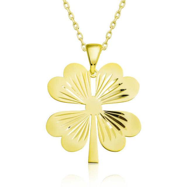 Four Leaf Clover Necklace - Gold Plated Silver Lucky Charm