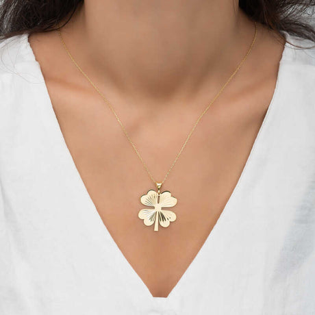 Four Leaf Clover Necklace - Gold Plated Silver Lucky Charm