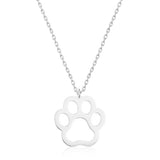 Necklace - Silver-Tone Minimalist Paw Print Pendant