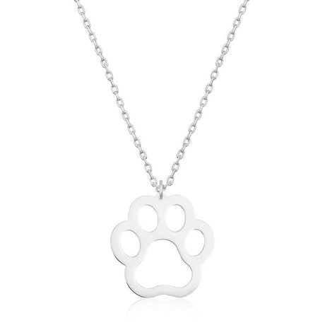 Necklace - Silver-Tone Minimalist Paw Print Pendant