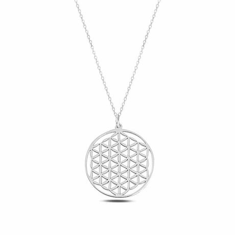 Sterling Silver Flower of Life Necklace - Sacred Geometry Pendant
