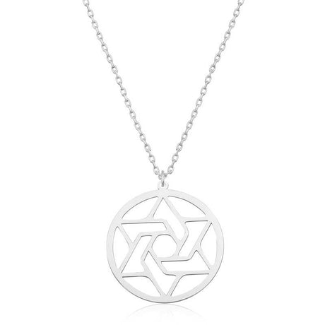 Necklace - Sterling Silver Elegant Geometric Star Pendant Charm