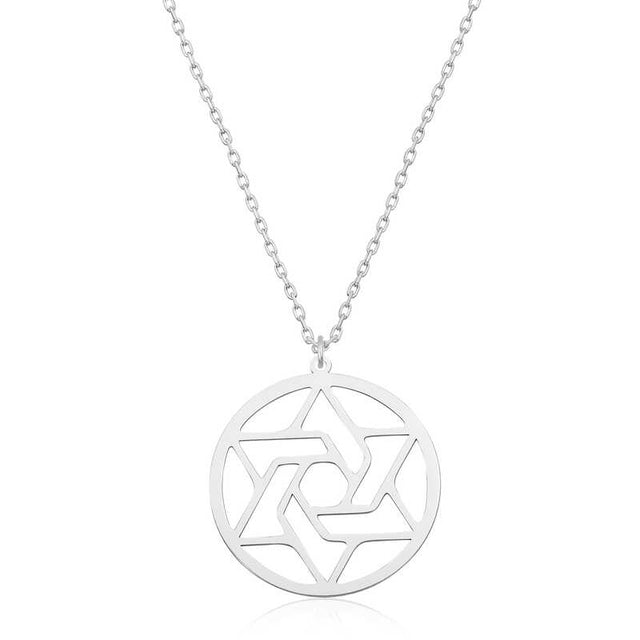 Necklace - Sterling Silver Elegant Geometric Star Pendant Charm