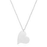 Silver Heart Necklace - Smooth Polished Dainty Pendant Jewelry