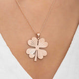 Rose Gold Plated Lucky Clover Necklace - Delicate Pendant