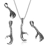 Sterling Silver Eagle Claw Pendant Necklace - Bold Gothic Design