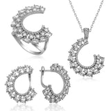 Sterling Silver Crescent Jewelry Set - Sparkling Marquise & Zirconia