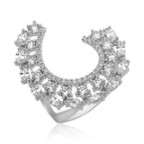 Ring - Sterling Silver Cubic Zirconia Statement Crescent