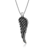 Sterling Silver Wing Pendant Necklace - Intricate Feather Design