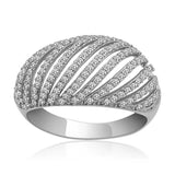 Ring - Sterling Silver Cubic Zirconia Wavy Pave Statement Ring