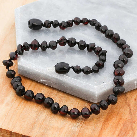 Amber Teething Necklace - Polished Drop Bead Design