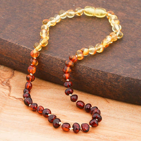 Amber Teething Necklace - Ombre Gradient Raw Baltic Amber