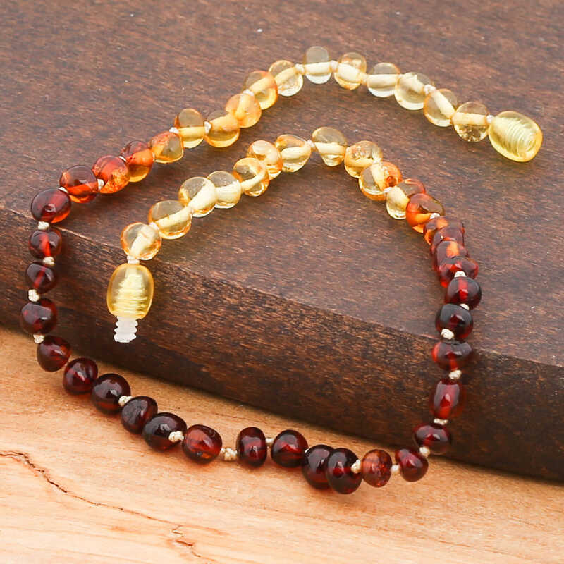 Amber Teething Necklace - Ombre Gradient Raw Baltic Amber