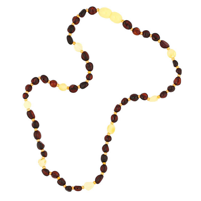 Baby Teething Necklace - Natural Baltic Amber Cognac & Butterscotch