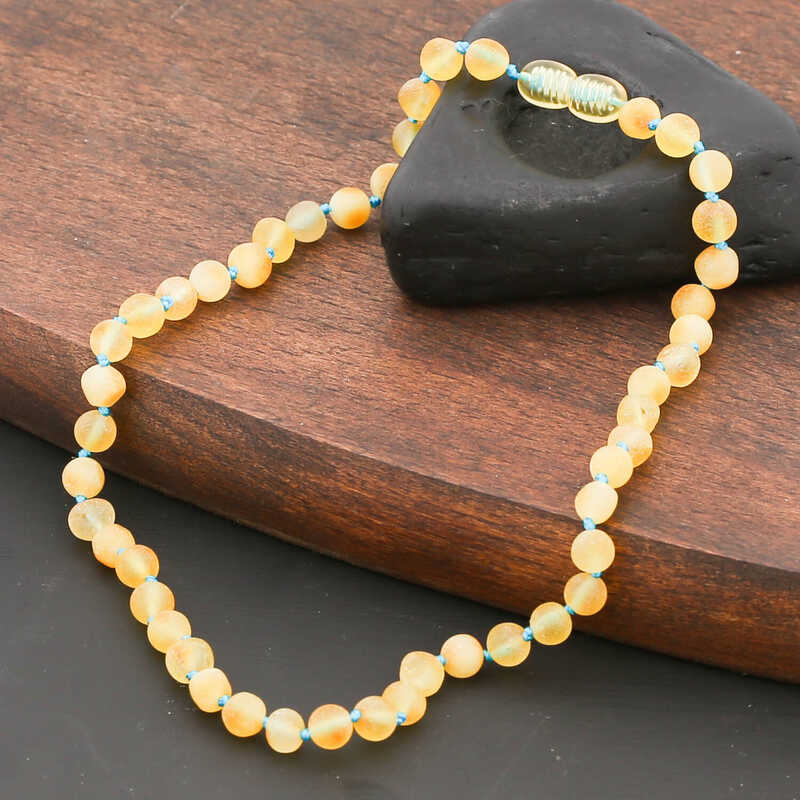Natural Amber - Polished Round Bead Teething Necklace