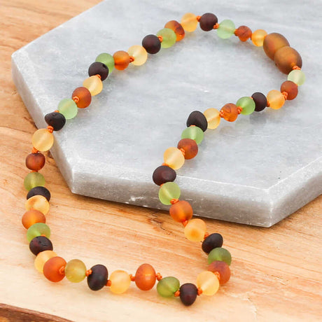 Baltic Amber Teething Necklace - Natural Multi-Color Beaded Design