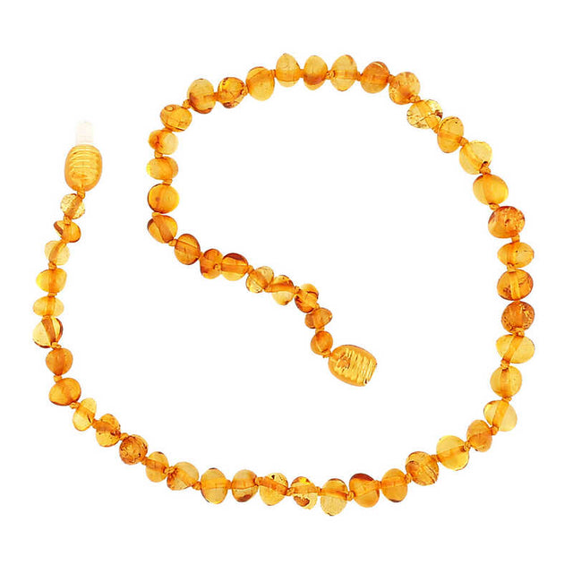 Natural Amber Teething Necklace - Polished Drop Beads for Baby