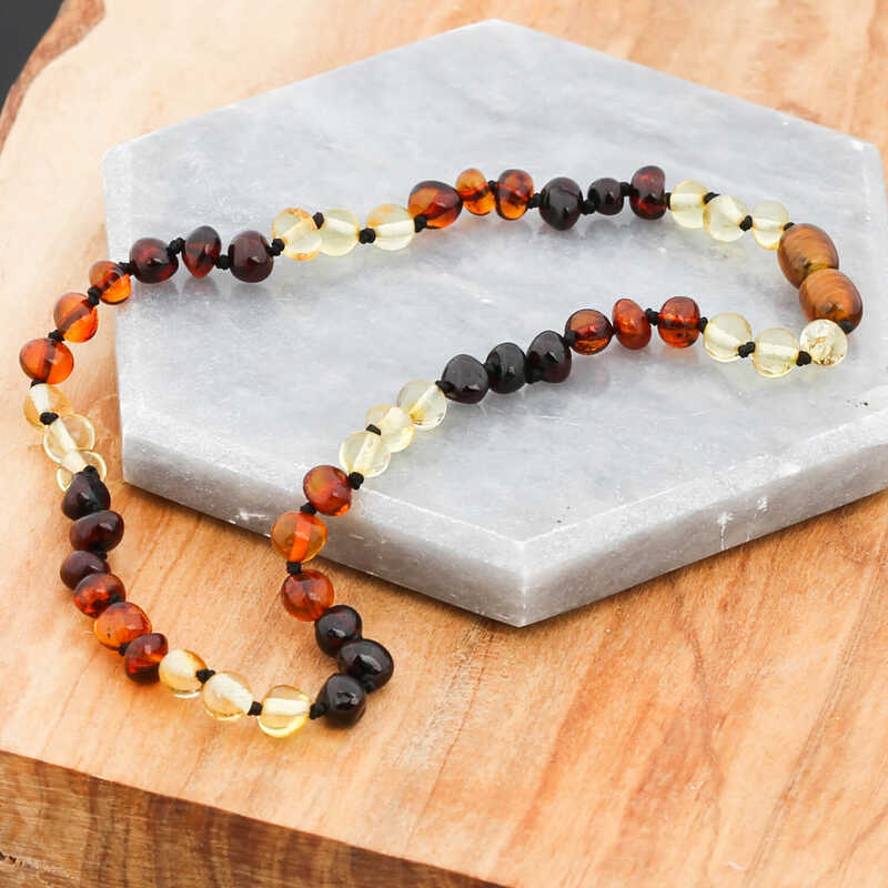 Baltisk rav sutterkæde - Naturlige flerfarvede polerede perler