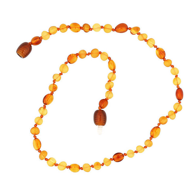 Natural Amber Baby Teething Necklace - Polished Mixed Bead Design