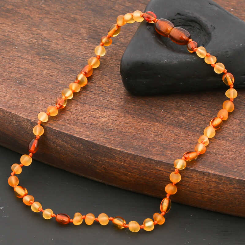 Natuurlijke Barnsteen Baby Tandjesketting - Gepolijste Mix van Kralen Design