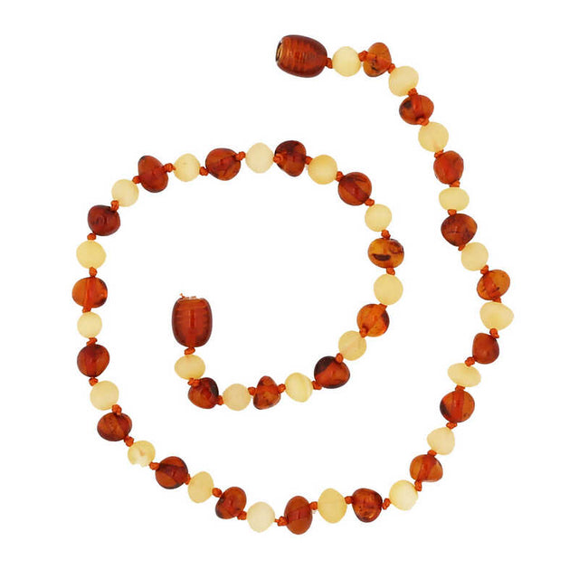 Natural Amber Baby Teething Necklace - Mixed Cognac & Milky Polished Nugget
