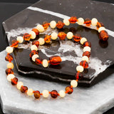 Natural Amber Baby Teething Necklace - Mixed Cognac & Milky Polished Nugget