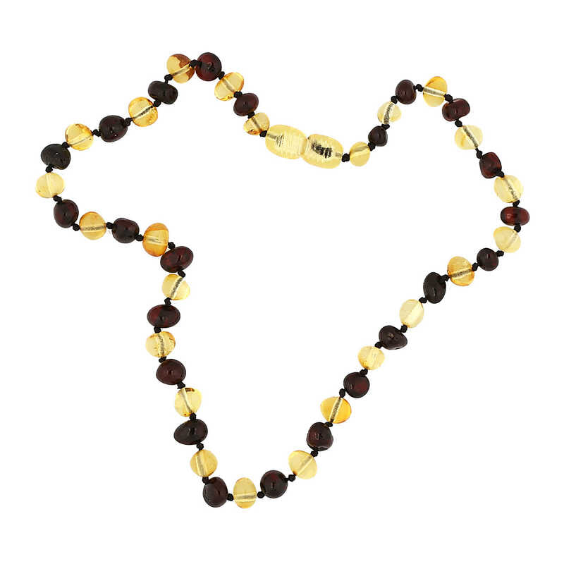 Babysmækkehalskæde - Naturlig rav i blandede farver med perler