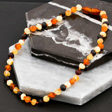 قلادة التسنين من العنبر - خرز العنبر البلطيقي متعدد الألوان المصقول