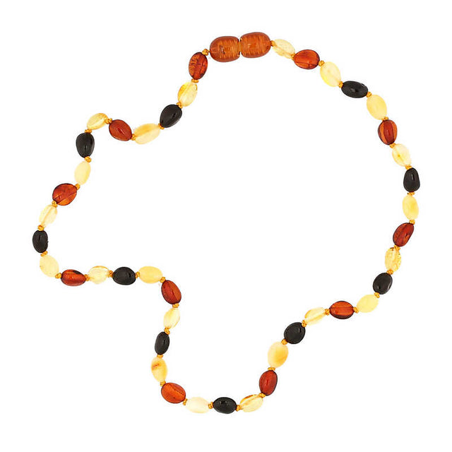 Baby Amber Beaded Necklace - Multicolored Natural Polished