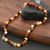 Baltic Amber Teething Necklace - Natural Tumbled Multi-Color Beads