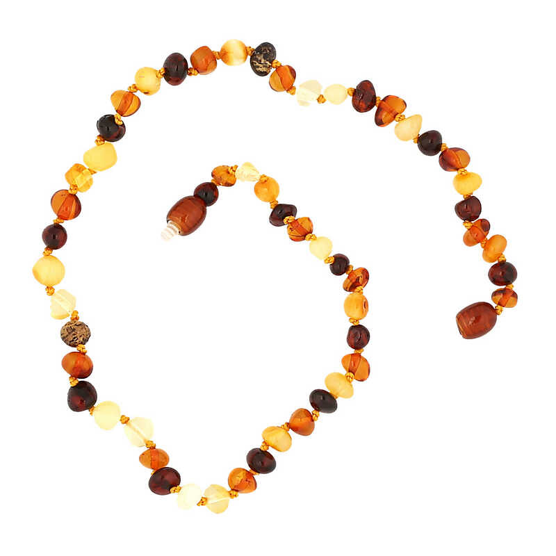 Baltic Amber Teething Necklace - Natural Tumbled Multi-Color Beads
