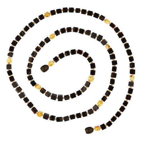 Amber Beaded Necklace - Natural Square Cut Gemstone Statement Design