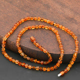 Collier en Ambre Perlé - Design Naturel en Pierre Précieuse Cuboïde Polie