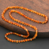 Collier en Ambre Perlé - Design Naturel en Pierre Précieuse Cuboïde Polie