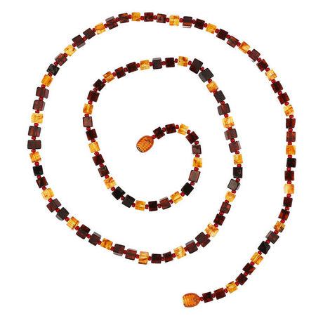 Natural Amber Necklace - Polished Cuboid Bead Design