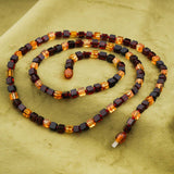 Amber Necklace - Natural Multi-Tone Square Bead Statement Style